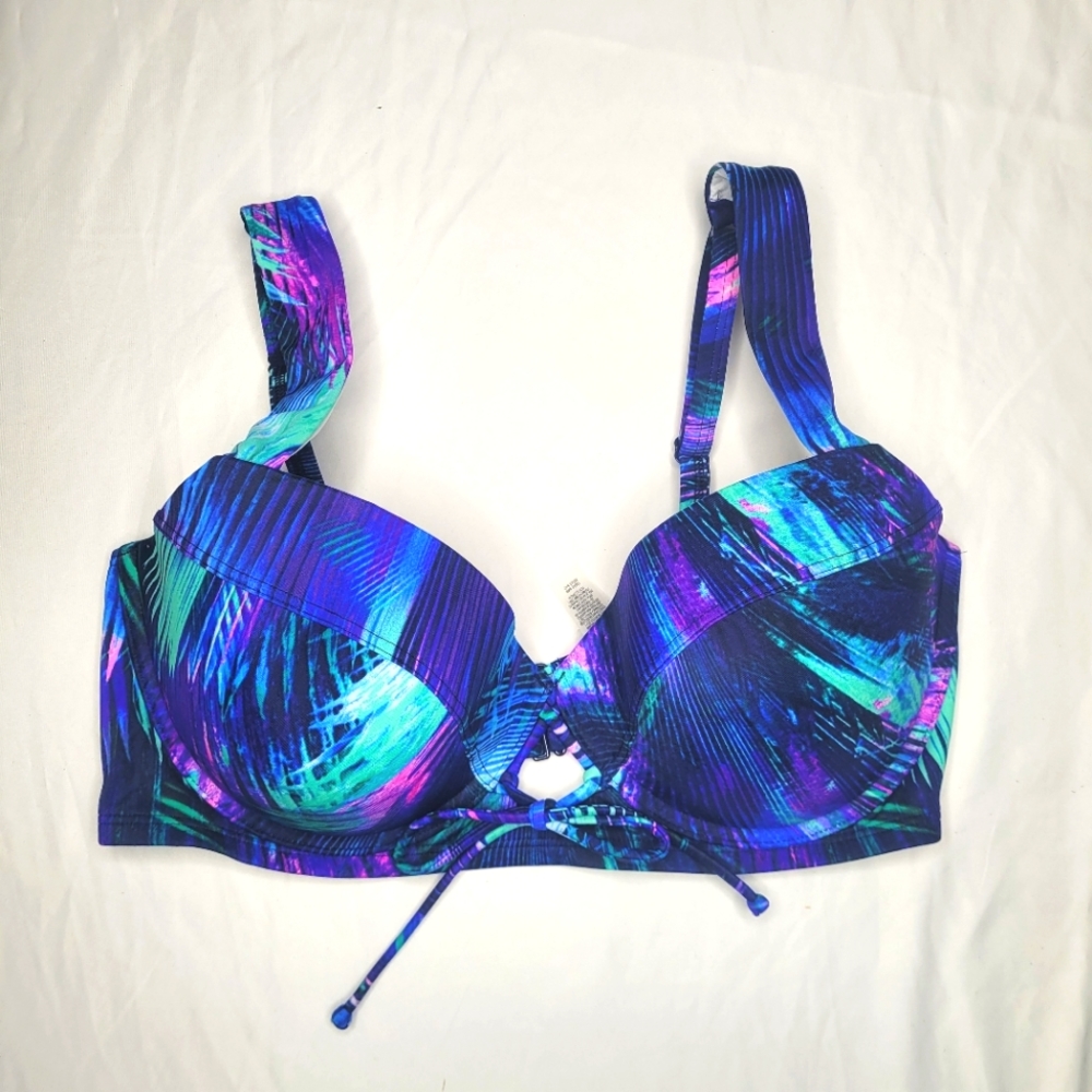 Victoria's Secret PINK Bikini Top L-DD NWOT Purple, Blue